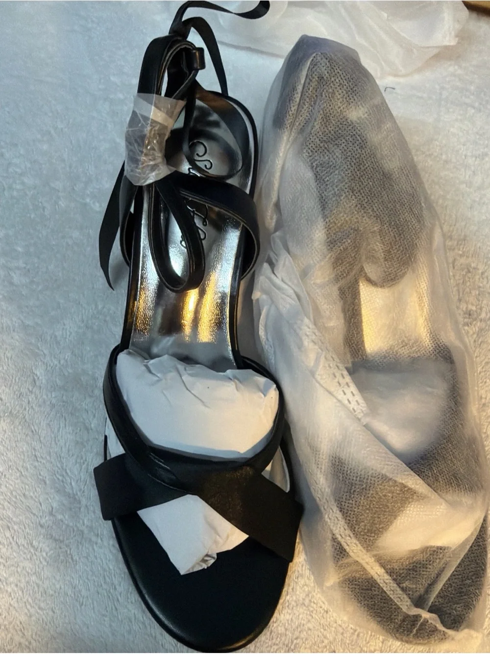 Show How Open-Toe Black Ankle Tie Sandals - Women